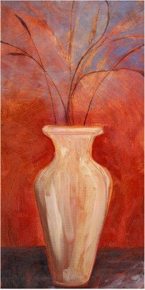 Pablo Esteban White Vase with Twigs on Red Canvas Art - 36.5 x 48