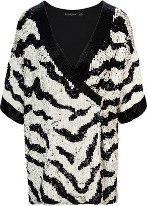 Raevynn Stevie Blazer Dress In Zebra Sequins