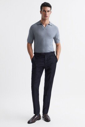 Dove Merino Wool Open Collar Polo Shirt