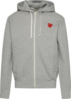 Heart Logo Embroidered Zip-Up Hoodie