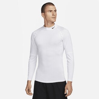 Men's Pro Dri-FIT Fitness Mock-Neck Long-Sleeve Top in White