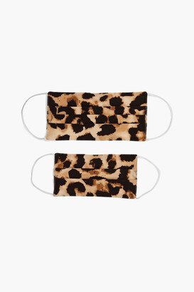 Set of two leopard-print crepe face masks