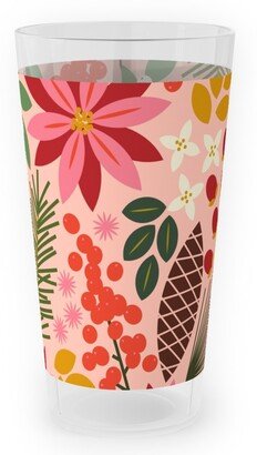 Outdoor Pint Glasses: Pinecones And Berries - Pink Outdoor Pint Glass, Pink