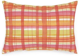 Outdoor Pillows: Summer Plaid Outdoor Pillow, 14X20, Single Sided, Multicolor