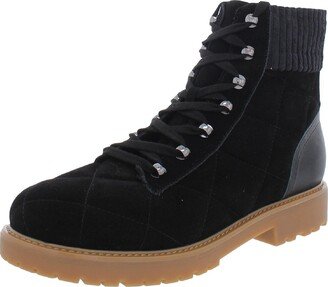 Lakely Womens Suede Quilted Combat & Lace-up Boots