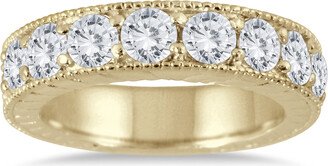 Monary 1 1/2 Carat TW Diamond Engraved Antique Ring in 10K Yellow Gold