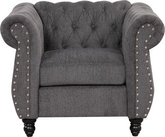 TONWIN Upholstered Sofa with Solid Wood Legs and Buttoned Tufted Backrest