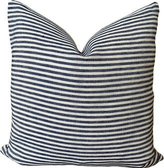 Blue & White Stripe Pillow Cover, Linen Pillow, Designer Cushion