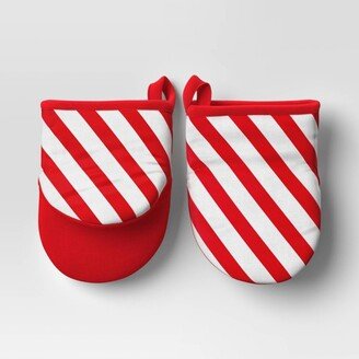 2pk Christmas Striped Mini Oven Mitts Red - Wondershop™