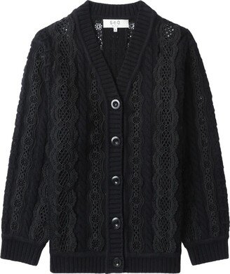 V-neck button-up wool cardigan