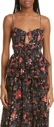 Zuma Floral Print Silk Peplum Camisole