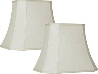 Imperial Shade Set of 2 Creme Medium Cut Corner Rectangular Lamp Shades 10 Top x 16 Bottom x 13 High (Spider) Replacement with Harp and Finial