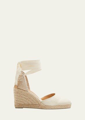 Carina Canvas Ankle-Wrap Wedge Espadrilles-AB