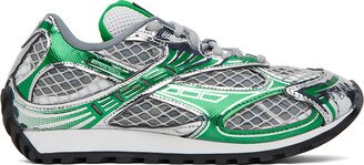 Silver & Green Orbit Sneakers