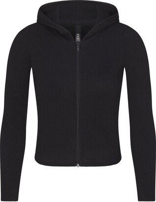 Cotton Rib Zip Up Hoodie | Soot