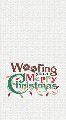 Woofing Christmas Waffle Weave Cotton Kitchen Towel