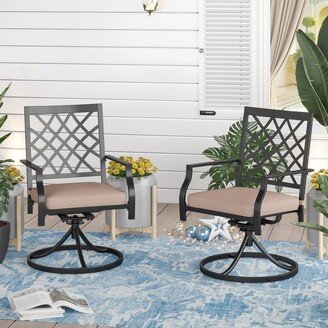 No Set of 2 Outdoor Patio Dining Chairs Metal Swivel Chairs