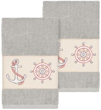 Easton Embellished Hand Towel - Set of 2 - Light Grey