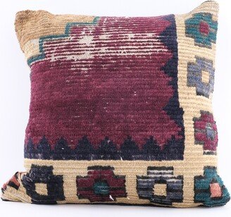 Rust Orange Turkish Kilim Pillow Lumbar Cover Boho Pattern Large Velvet Decorative-AA