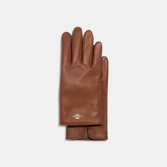 Coach Plaque Leather Tech Gloves