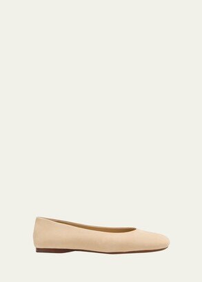 Leah Leather Square-Toe Ballerina Flats