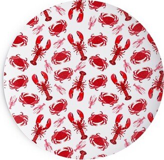 Salad Plates: Crabs And Lobsters - Red Crustaceans On White Salad Plate, Red