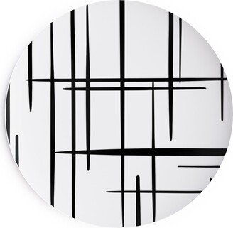 Salad Plates: Abstract Line Pattern Salad Plate, White