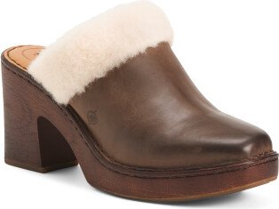 Leather Shearling Lined Clogs for Women