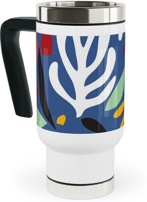 Travel Mugs: Matisse Style Leaves - Multi Travel Mug With Handle, 17Oz, Multicolor