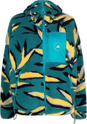 leaf-print fleece jacket