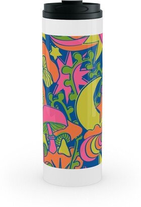 Travel Mugs: Psychedelic Daydream - Blue And Neon Stainless Mug, White, 16Oz, Multicolor