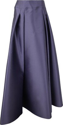High-Waist Pleated Satin Maxi Skirt