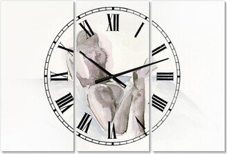 Designart Watercolour Nude 1 Oversized Traditional 3 Panels Wall Clock - 38 x 38 x 1