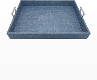 Jute Tray with Metal Handles, Heather Blue