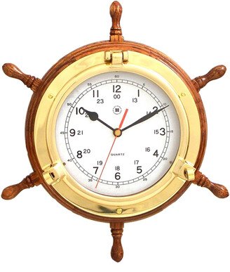 Lacquered Brass Porthole Quartz Clock