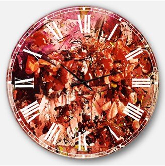 Designart Floral Oversized Round Metal Wall Clock on Wrapped Canvas - 36 x 36