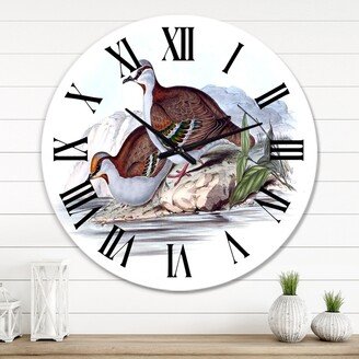 Designart 'Vintage Australian Birds IX' Traditional wall clock