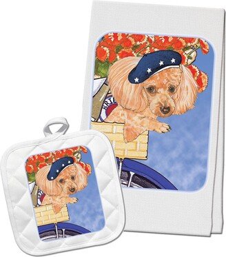 Poodle Apricot Toy Kitchen Dish Towel & Pot Holder Gift Set