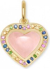 Angie Heart 18k Yellow Gold Vermeil Accent Charm in Rose Quartz