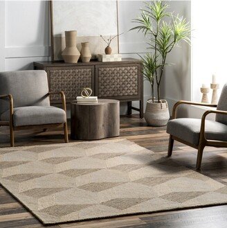 Maryln Casual Geometric Wool Area Rug, , Natural