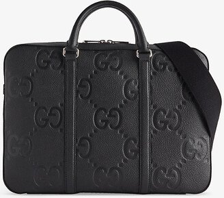 Mens Black/black/black Monogram-embossed Leather Briefcase