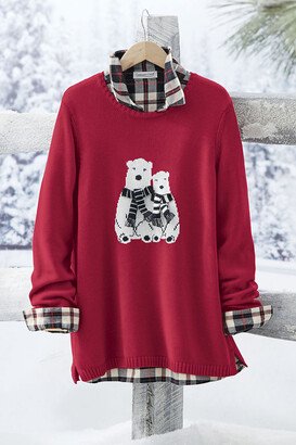 Women's Winter’s Friend Sweater - Dover Red Multi - PS - Petite Size
