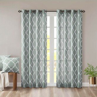 Gracie Mills 1-pc Saratoga Fretwork Print Grommet Top Window Curtain Panel - 50x63-AA