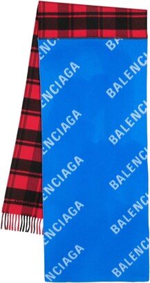 Logo-Print Check Scarf