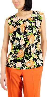 Petites Womens Floral Keyhole Shell