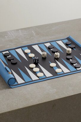 Panama Textured-leather Backgammon Roll - Blue