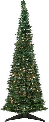 Northlight 6' Prelit Artificial Christmas Tree Slim Holly Leaf Pop-Up - Clear Lights