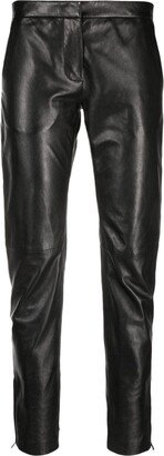 Low-Rise Leather Skinny Trousers