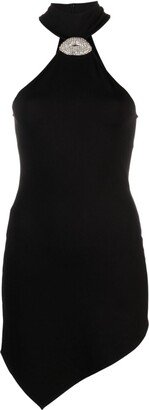 Crystal-Lip Asymmetric Minidress