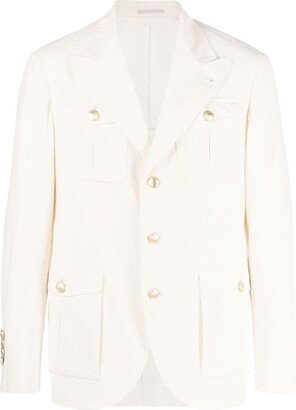 Notched-Lapels Cotton Blazer-AA